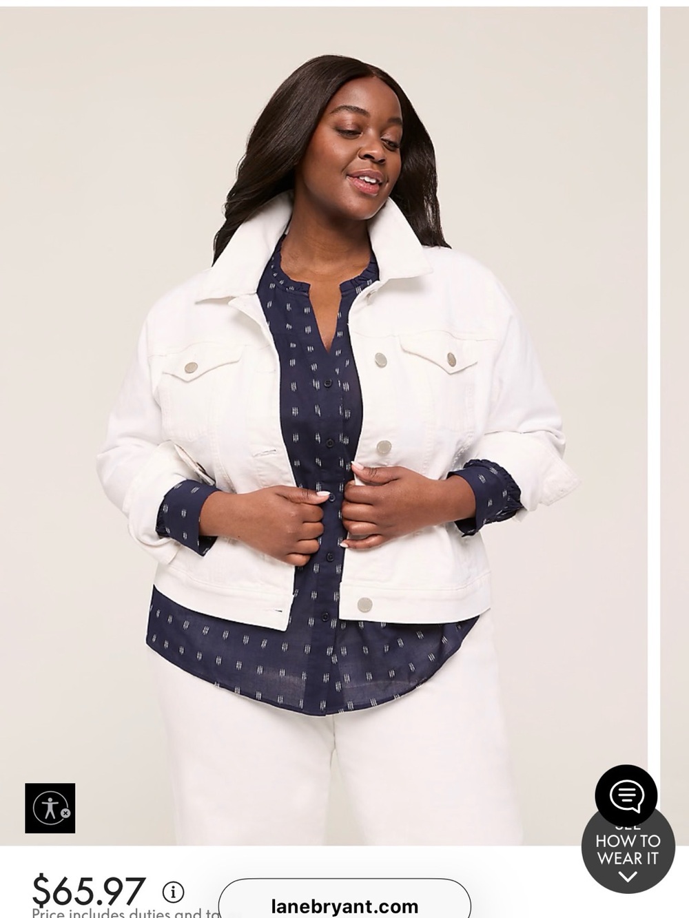 Lane Bryant White Denim Jacket Size 18